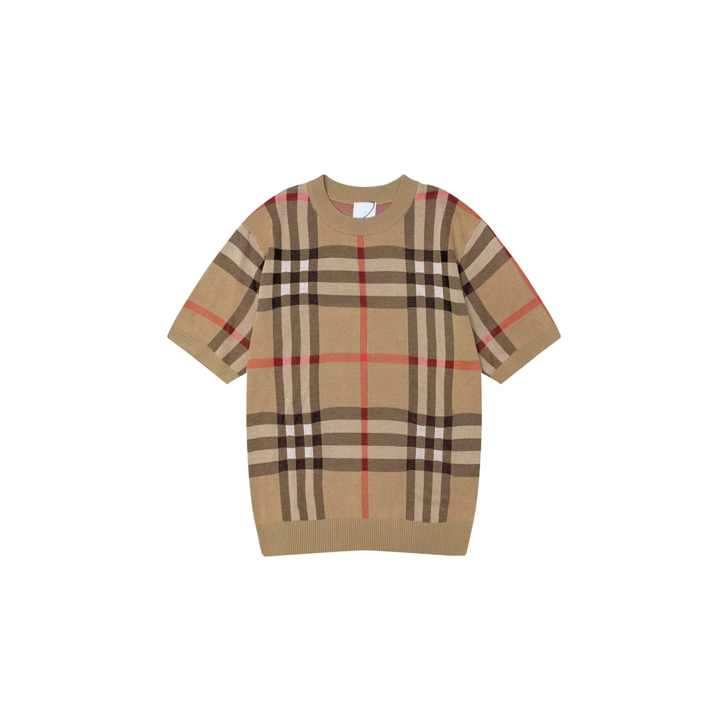 BURBERRY ROUND NECK PLAID KNIT SHORT SLEEVE 